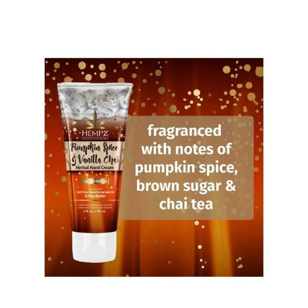 Hempz Limited Edition Pumpkin‎ Spice & Vanilla Chai Herbal Hand Cream Bundle 4